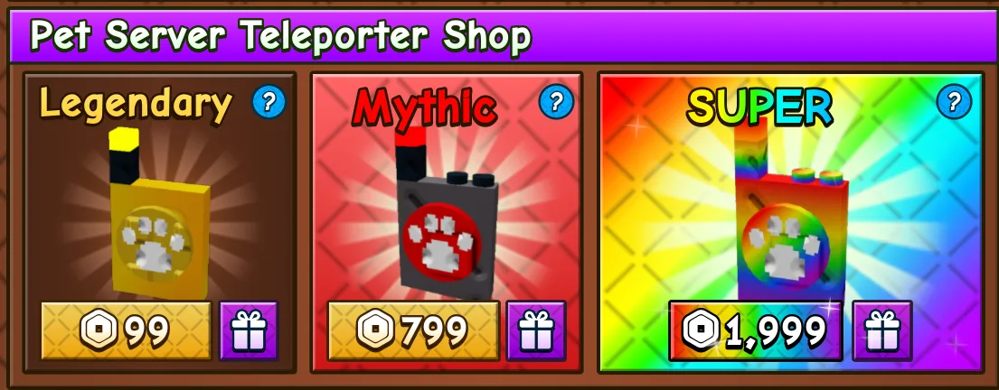 All Pet Server Teleporter Shop (2897R ) - Grow a Garden 2