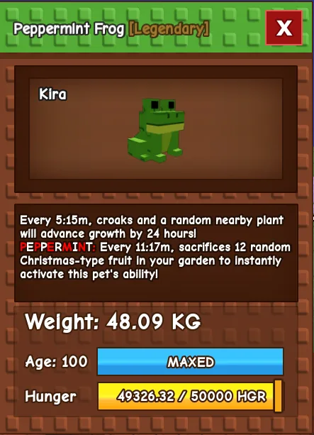 GODLY TITANIC COLOSSAL Peppermint FROG 48.09 KG Age 100 MAX — Account account