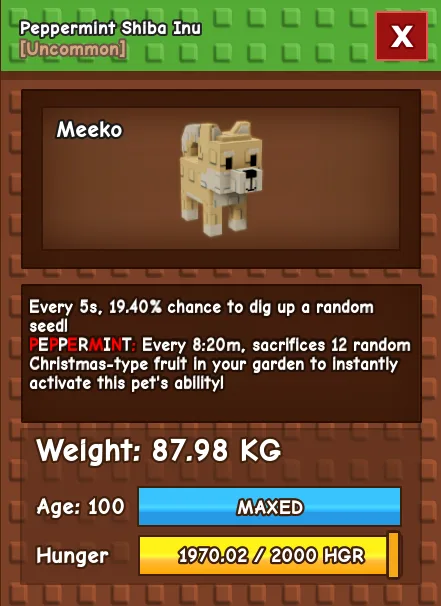 GODLY TITANIC COLOSSAL Peppermint SHIBA INU 87.98 KG Age 100 MAX — Account account