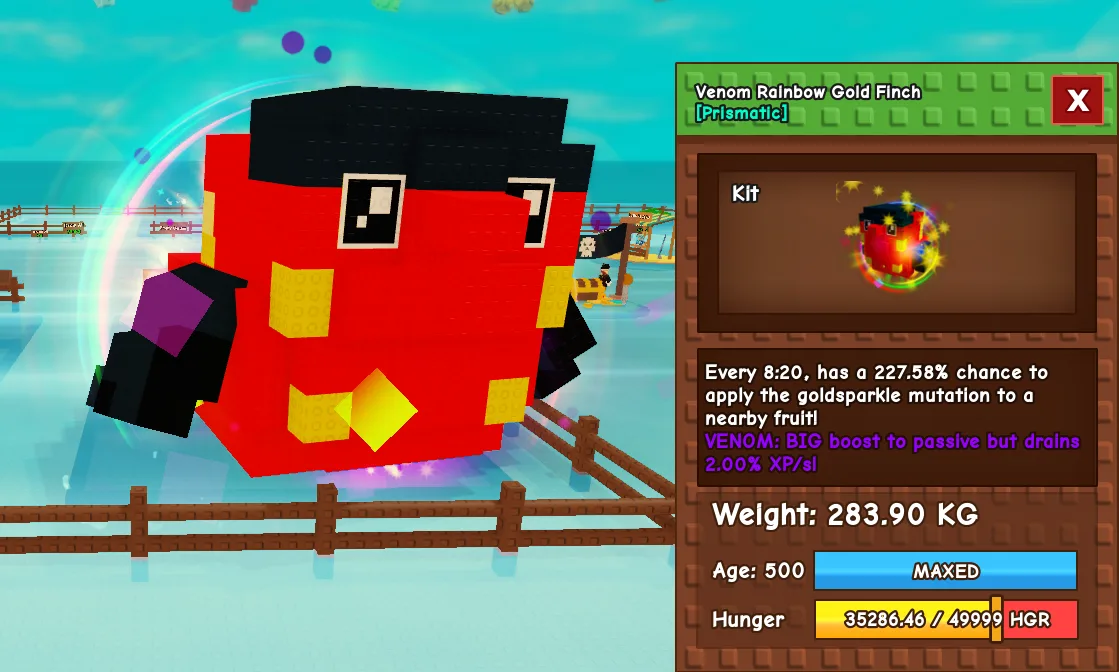 283.9kg Venom Rainbow Gold Finch RBH
