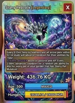 436.76KG OP MUTATION STARRY GIGANTIC PEACOCK 5 0 0 AGE l READY TO USE - 15 SEC MAX CD - NO TOY LIMITED STOCK