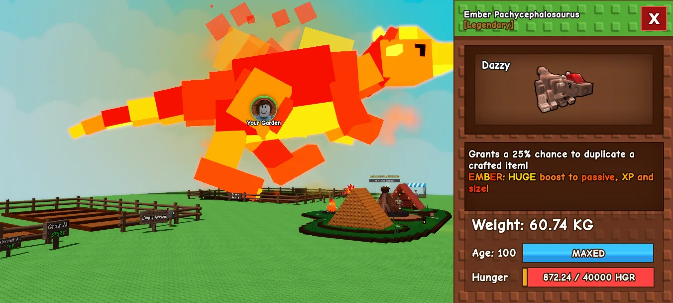 61.09kg+ Age 100 Ember Pachycephalosaurus