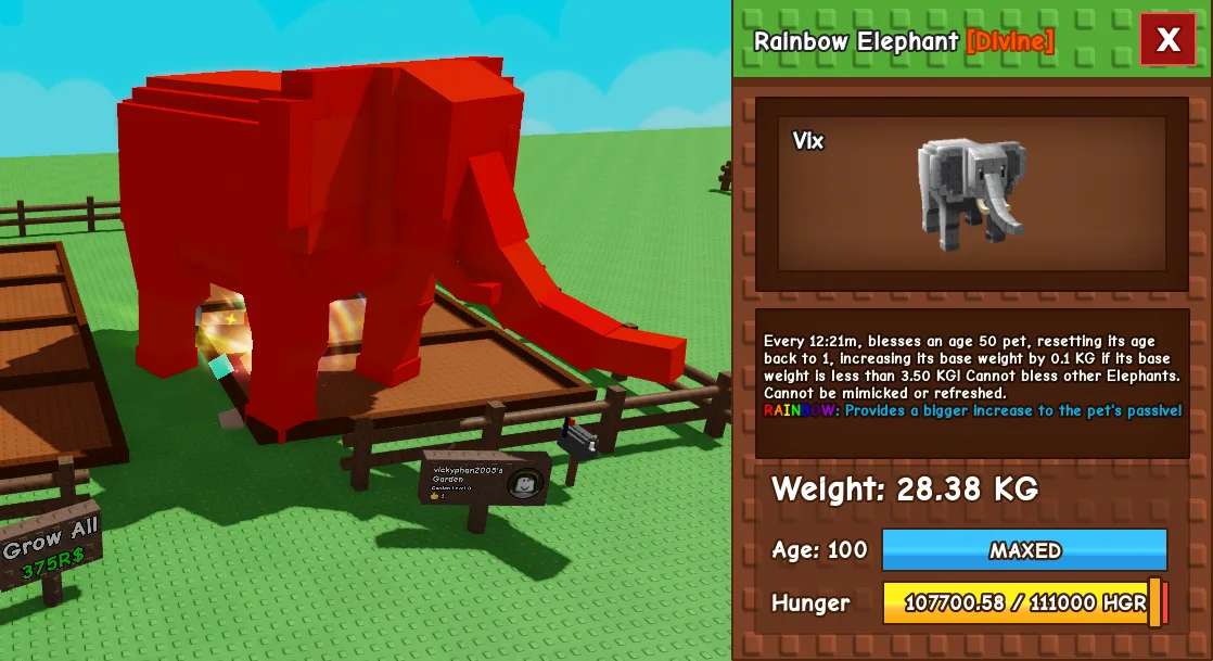 28.38kg Rainbow Elephant Aura Farming not RBH — Account account