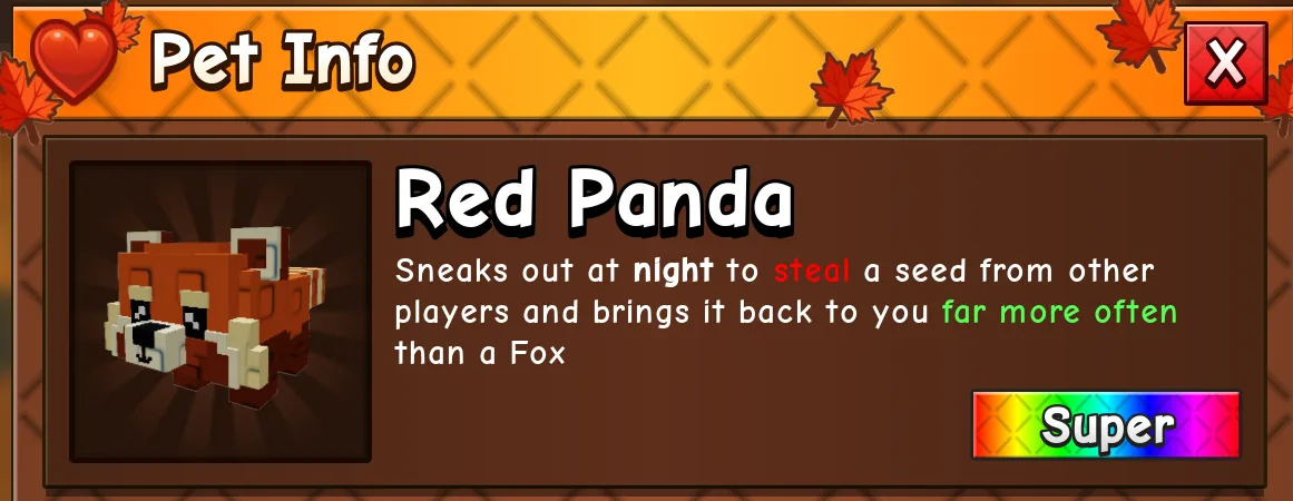 Red Panda / Fall Harvest World (Super)