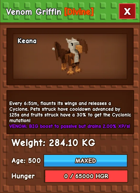 HUGE GRIFFIN NM / VENOM / EVER 280KG+ AGE 500