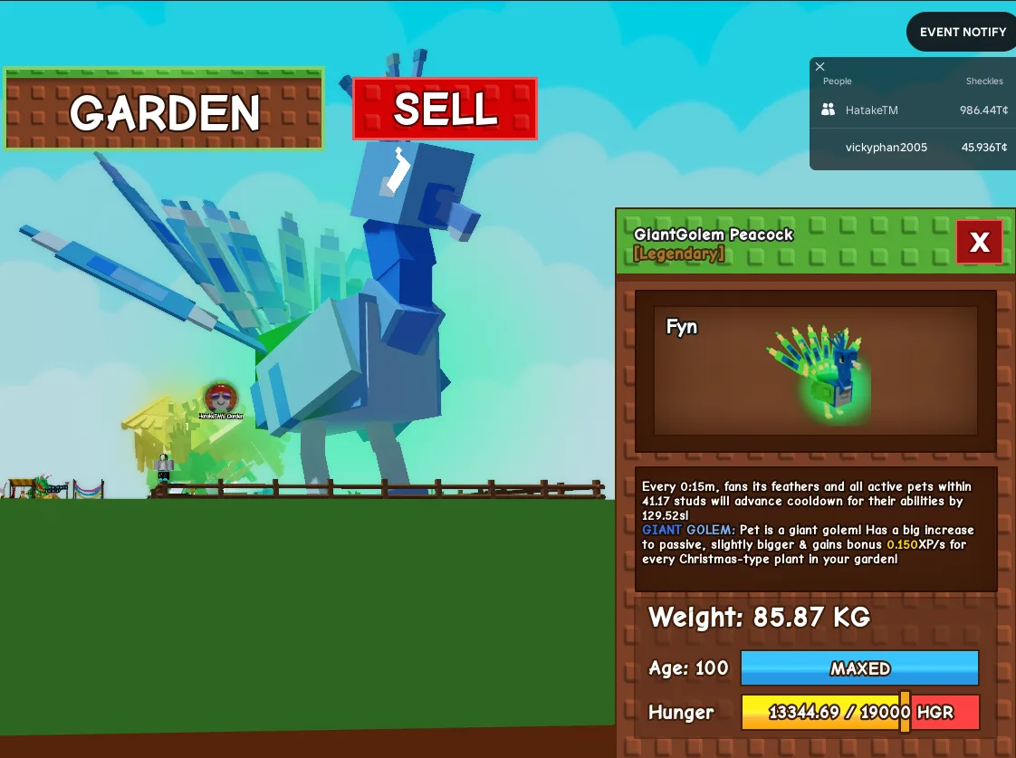 85.87kg Titanic 15s cd GiantGolem Peacock — Account account