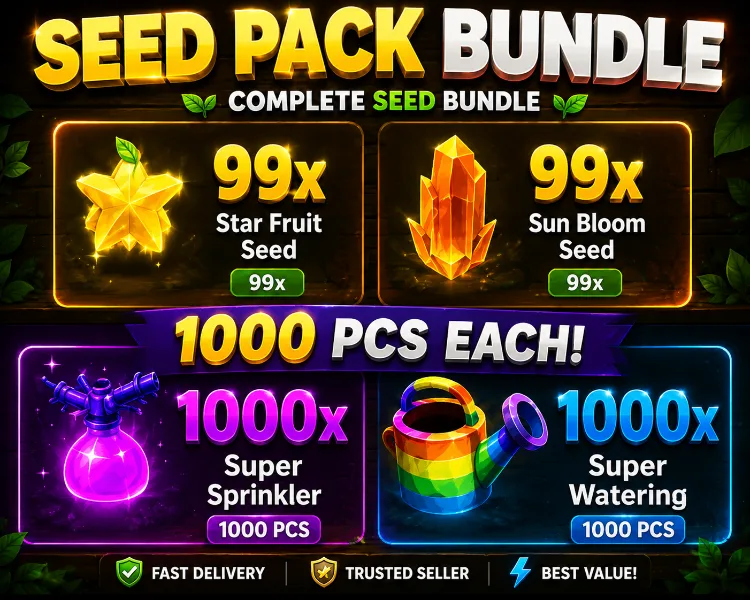 1000x Super Sprinkler + 1000x Super Watering99x Star Fruit + 99x Sun Bloom