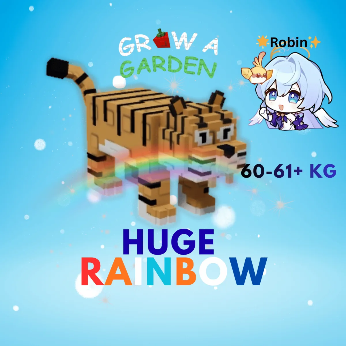 HUGE Rainbow Tiger - 60-61+KG - Grow a Garden — Account account