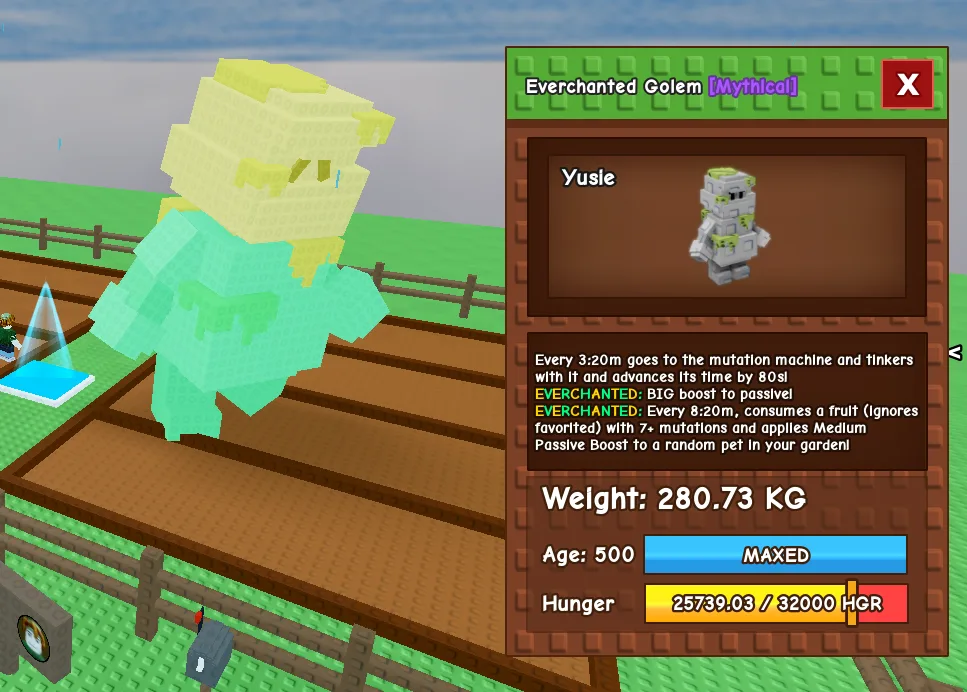 GOLEM EVERCHANTED 280KG+ MAX LEVEL AGE 500 HUGE