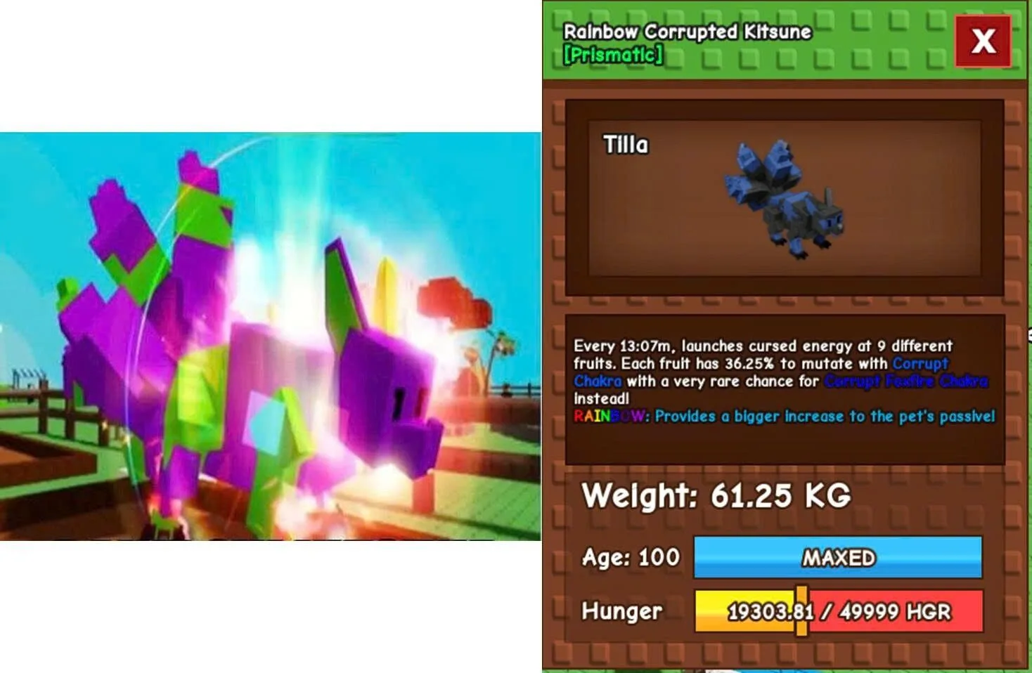 60kg RAINBOW CORRUPTED KITSUNE SUPER HANDSOME AND RARE MUTATION