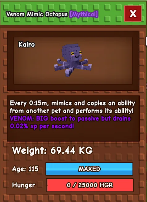 Mimic octopus 15s skill
