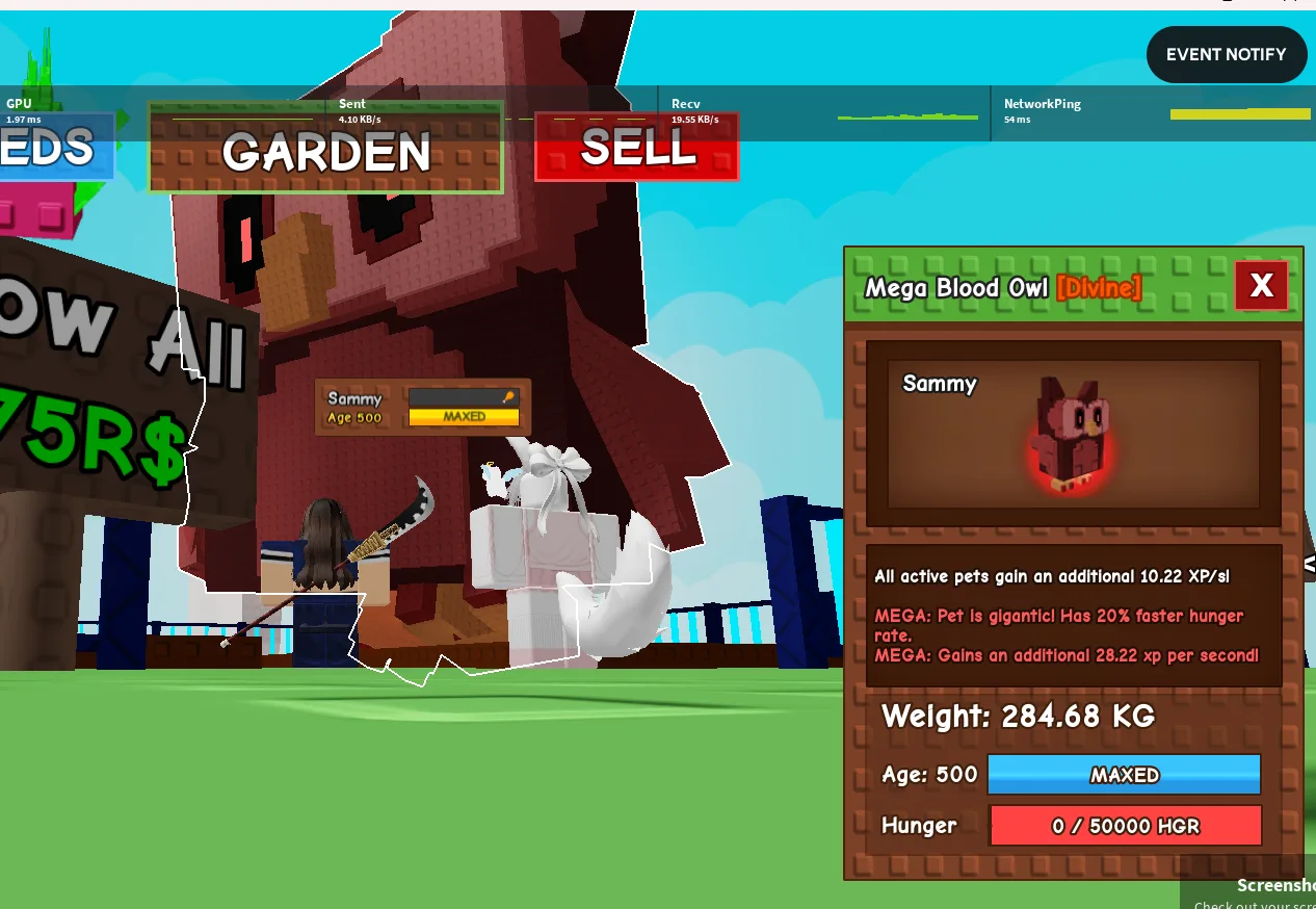 280+KG+ Mega Blood Owl Divine // super handsome // Age 500 MAXED // All-Pet XP Boost