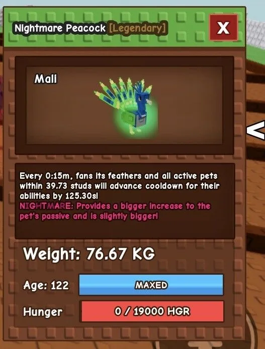 15 second Nightmare Peacock — Account account