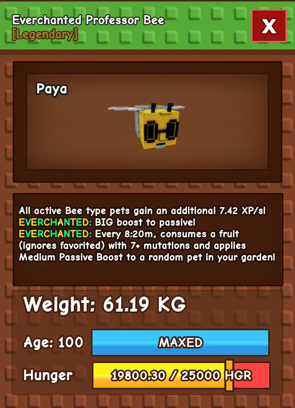 HUGE Everchanted Professor Bee 61.19KG Age 100 l Grow A Garden l Insta Delivery — Account account