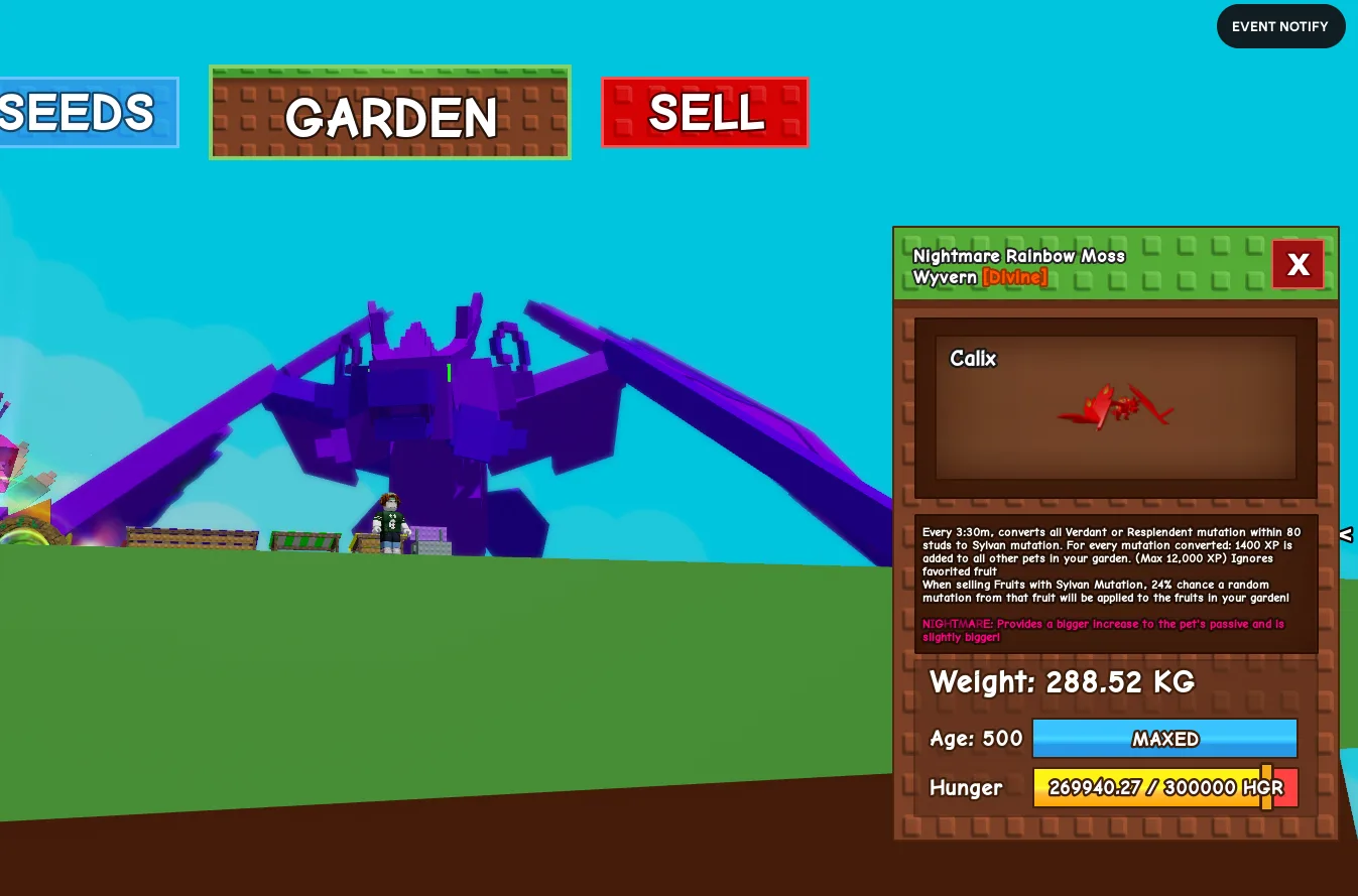 280 KG+ RAINBOW RBH MOSS WYVERN NIGHTMARE MUTATION // MAX AGE LEVEL 500 VERY BIG HUGE TITANIC GODLY COLOSSAL