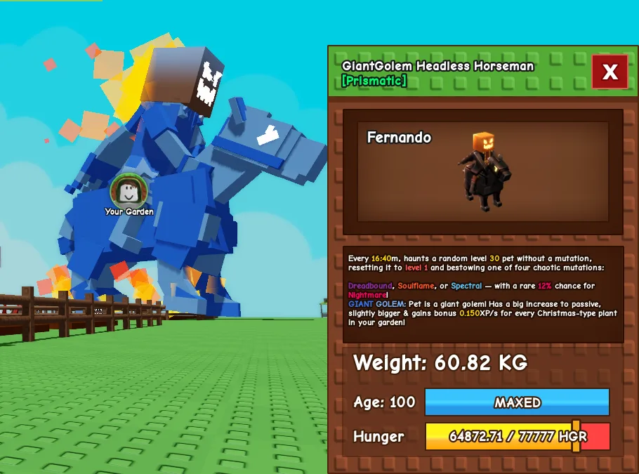 60kg+ Age 100 GiantGolem Headless Horseman