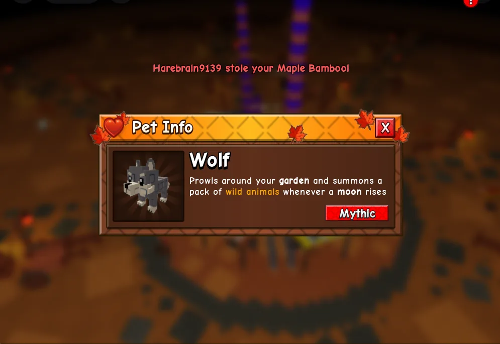 Wolf - Fall Harvest / World 2 pet (Mythic)