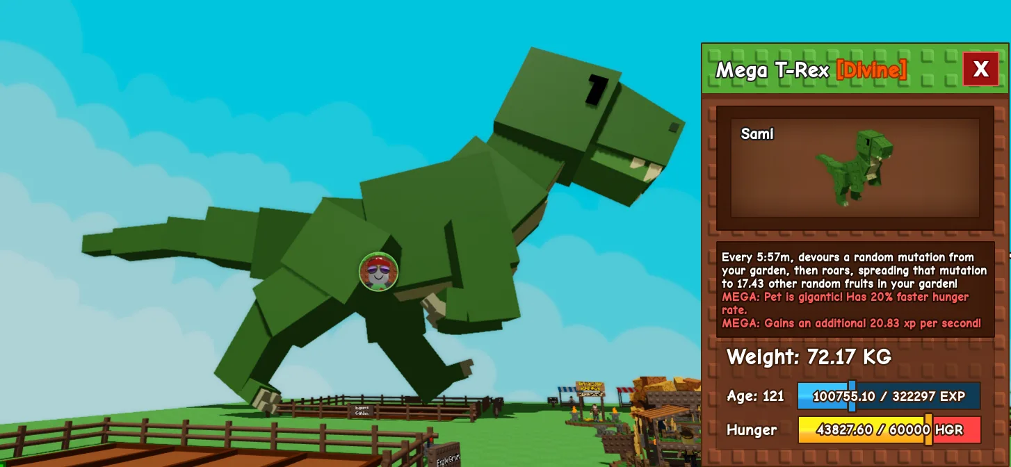 72.17kg Age 121 Mega T-Rex