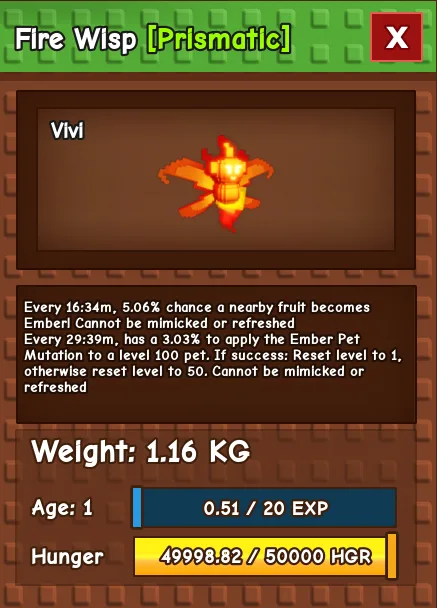 Fire Wisp New OP pet (Random Size)