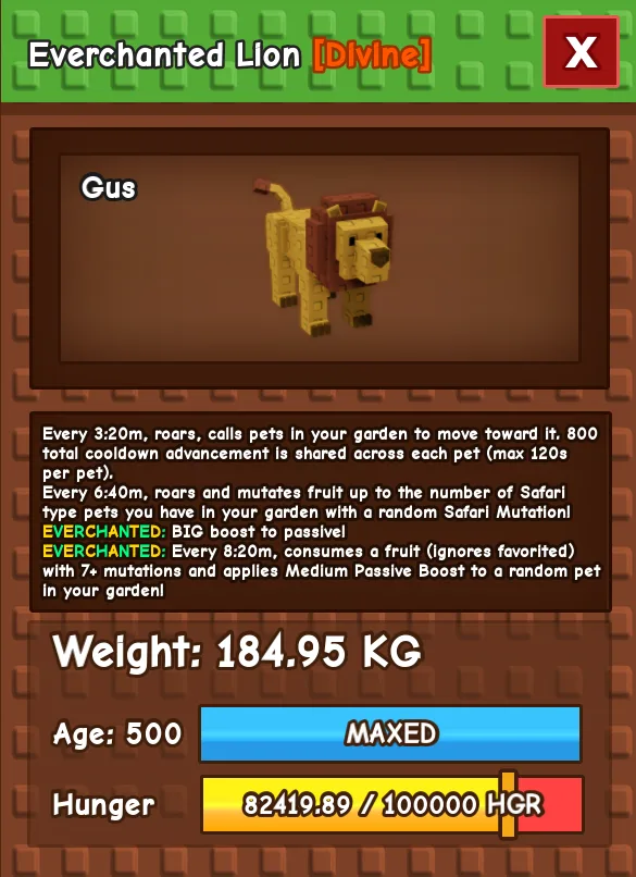 Everchanted Lion Divine 184KG 500 AGE