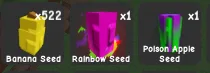 522x Banana seed + 1x Rainbow seed + 1x Poison apple seed Instant Delivery Safe Trade Grow a Garden 2 H1