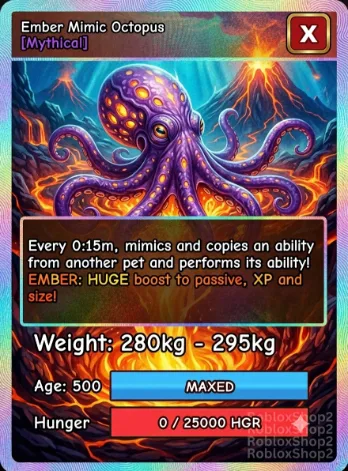 280KG 295KG EMBER GIGANTIC MIMIC OCTOPUS I MAX 500 AGE l READY TO USE - 15 SEC MAX CD - NO TOY COLLECTIBLES LIMITED STOCK