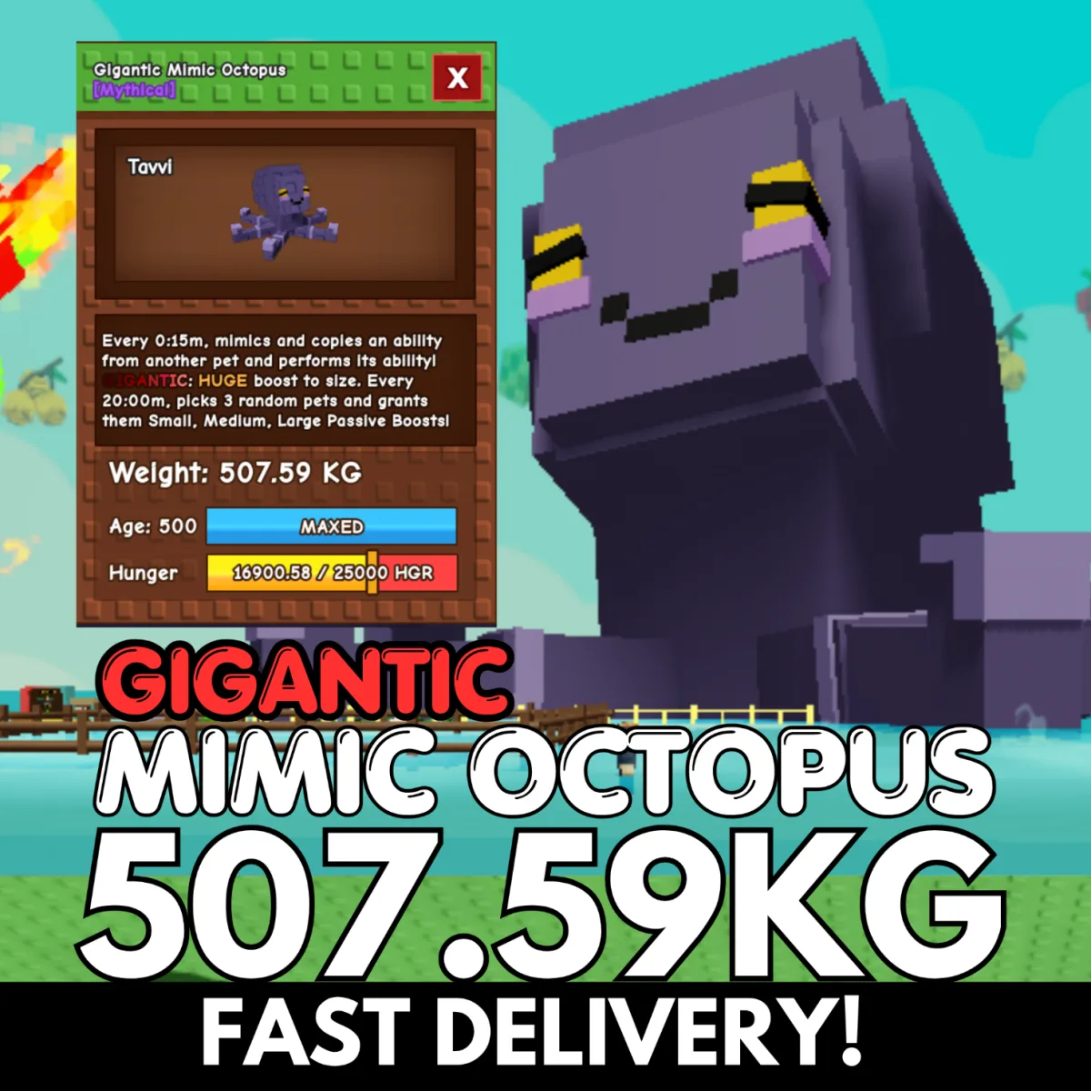 GIGANTIC Colossal Mimic Octopus 507.59KG Age 500 INSTANT DELIVERY