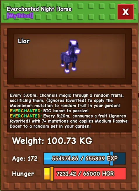 Titan/HUGE Night Horse 6kg base (Max Passive)