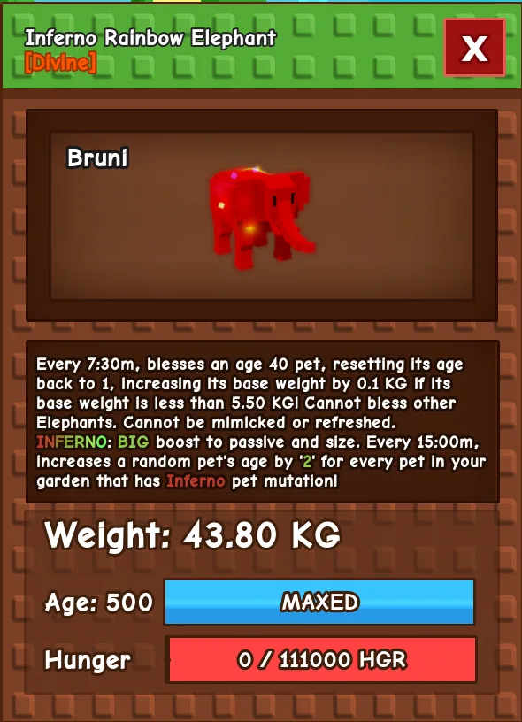 RBH ELEPHANT MAX PASSIVE NO TOY (rainbow hatched) Rare mutacion