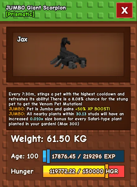JUMBO GIANT SCORPION 61.50KG AGE 100 - INSTAN DELIVERY