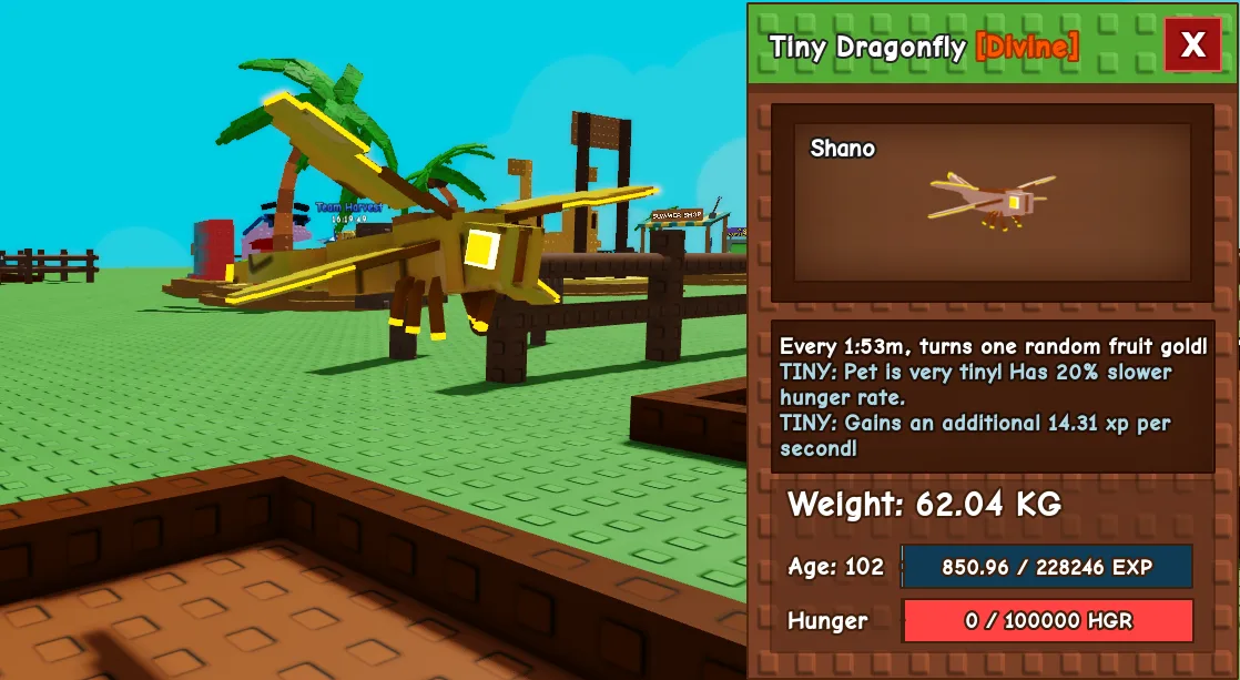 62.04kg Age 102 Tiny Dragonfly Cute Farming