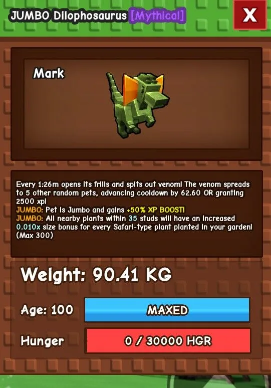 1 of 1 Godly JUMBO Dilophosaurus 90.41KG AGE 100
