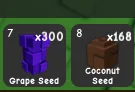 168x Coconut seed + 300x Grape seed Instant Delivery Safe Trade Grow a Garden 2 H4