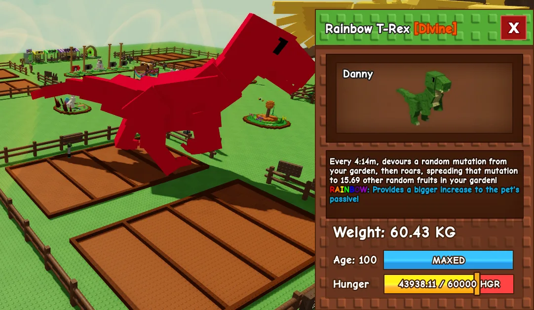 61.86kg Age 102 Rainbow T-Rex
