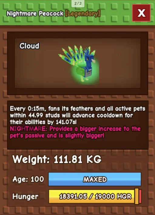 Peacock 15s - Mutation/Kg Random