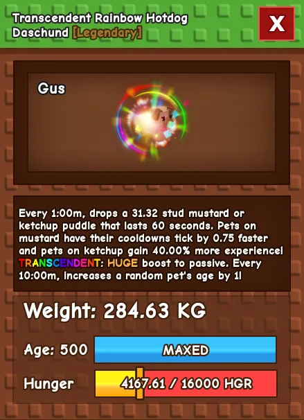 Transcendent Rainbow Hatched Hotdog ( RBH HOTDOG ) - 284.63kg (Max Age)
