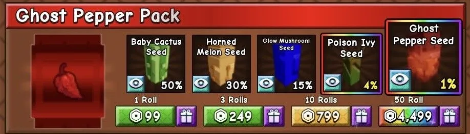 GROW A GARDEN 2 - GHOST PEPPER PACK 3X