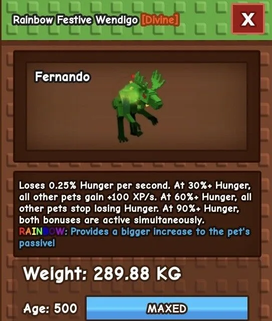 Rainbow Festive Wendigo Grow a garden (GAG). Digital pet. Fully boosted Age 500 GUARANTEED FAST DELIVERY