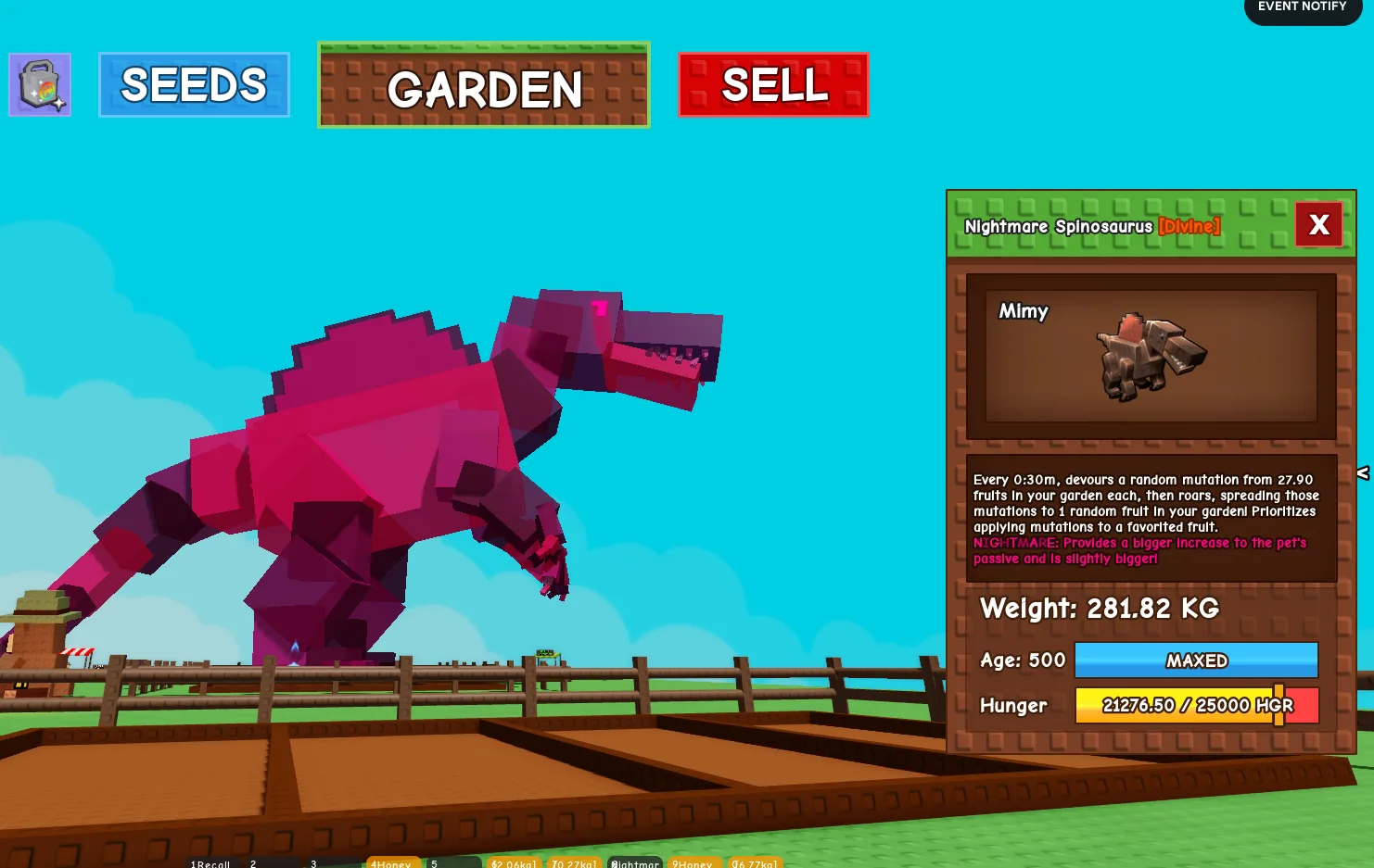 280 KG+ SPINOSAURUS NIGHTMARE MUTATION // MAX AGE LEVEL 500 SPINO
