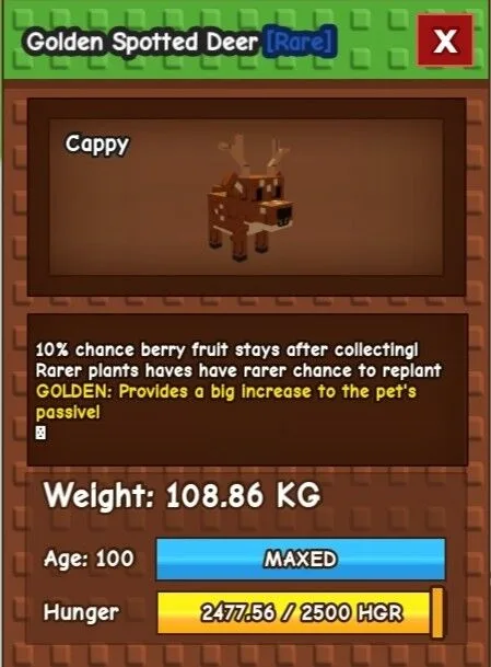 GOLDEN Colossal Spotted Deer (108.86) SUPER RARE SIZE AND MUTATION! — Account account