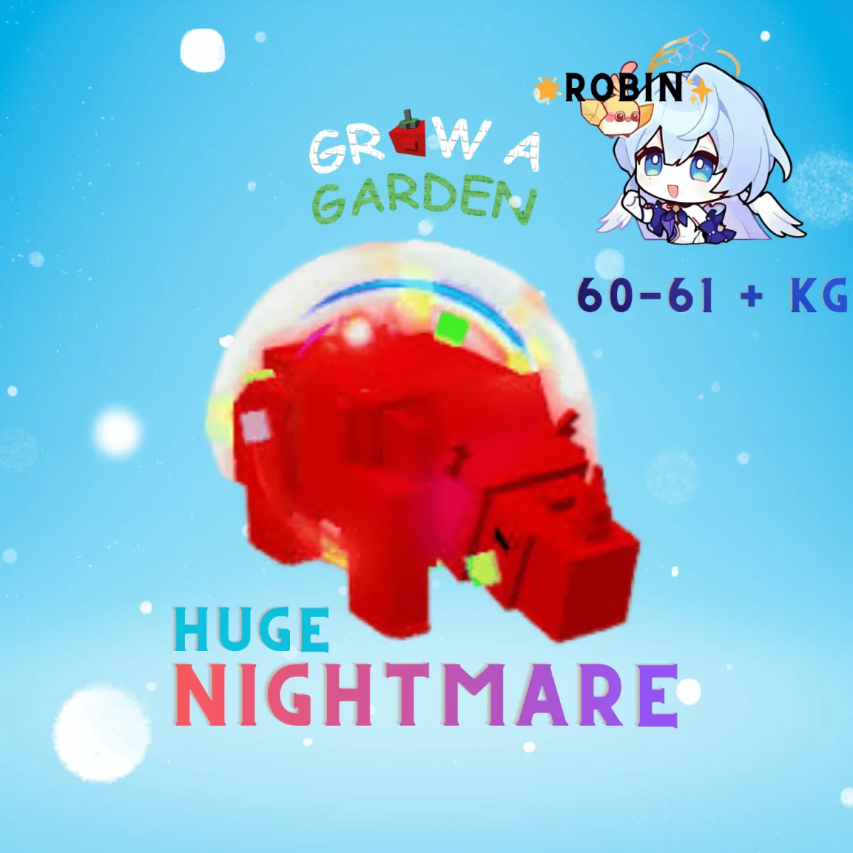 Huge Rainbow Hatch Nightmare Rhino - 60-61+KG - Grow a Garden — Account account