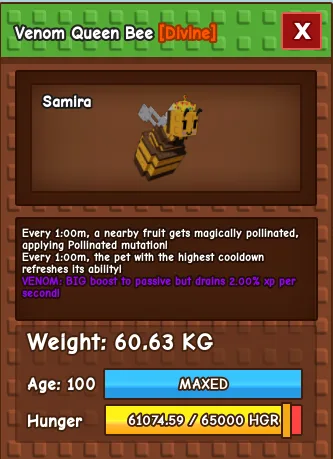 60kg Venom Queen Bee — Account account