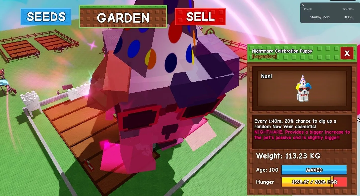 COLOSSAL NIGHTMARE CELEBRATION PUPPY ! 113.23 KG AGE 100 SUPER BIG!! (Actual Pic) Grow a Garden Fast Delivery! (FOR COLLECTORS) — Account account
