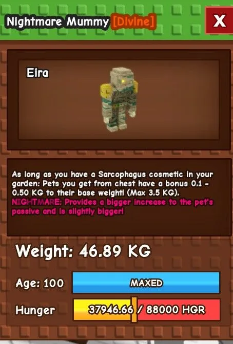 Nightmare Mummy HUGE 46.89kg Age 100 Elra (L) — Account account
