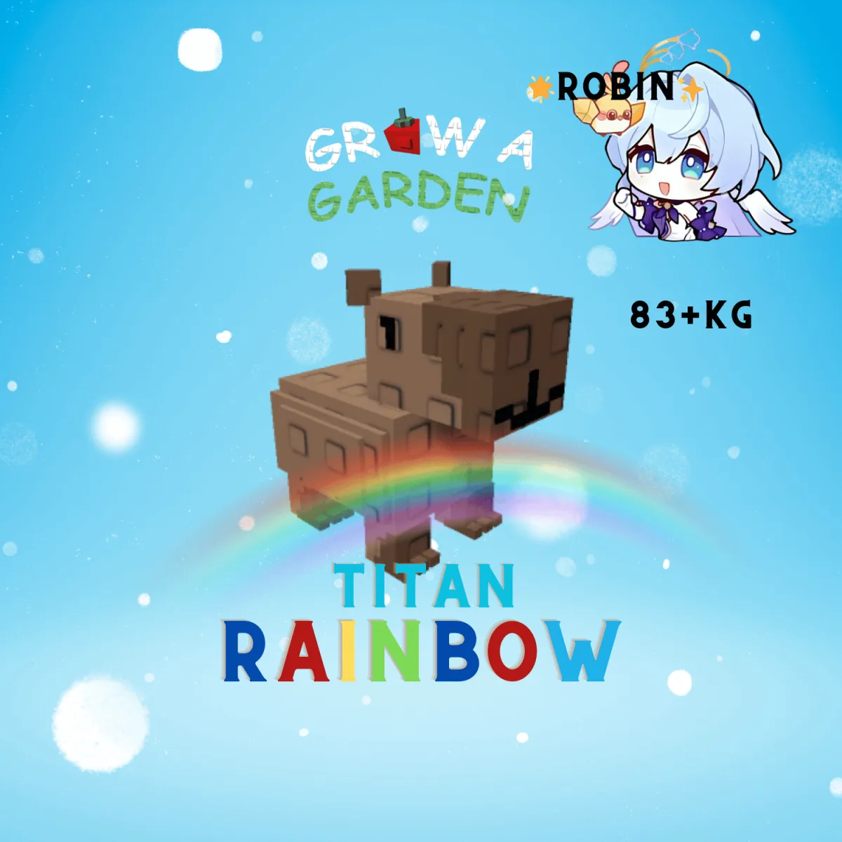 Rainbow Titan Capybara - 83+KG - Grow a Garden — Account account