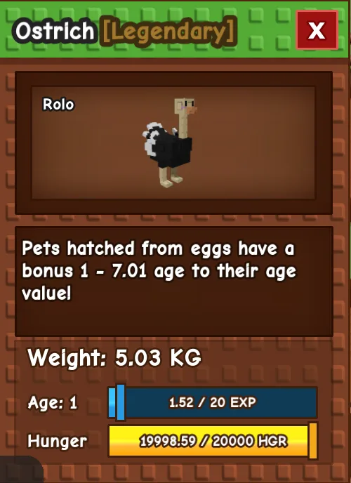 HUGE OSTRICH AGE 1 5.03KG GAG PET INSTANT DELIVERY