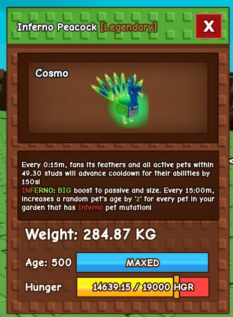 280kg+ Inferno Peacock Max 15s cd and have inferno Dominate level boosting today!