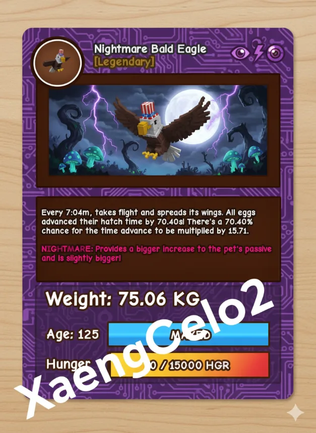 NEW NIGHTMARE TITANIC BALD EAGLE 75.06KG MAX 100 AGE l READY TO USE - 15.71 / 7.04M MAX CD - NO TOY SUPER META PET LIMITED STOCK — Account account