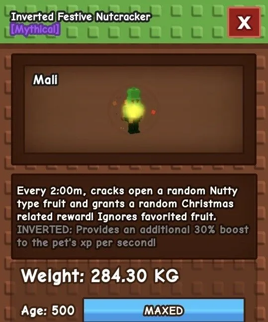 Inverted Festive Nutcracker Grow a garden (GAG). Digital pet. Fully boosted Age 500 GUARANTEED FAST DELIVERY