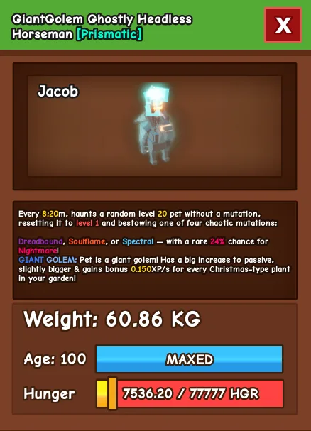 GIANT GOLEM 60KG GHOSTLY HEADLESS — Account account